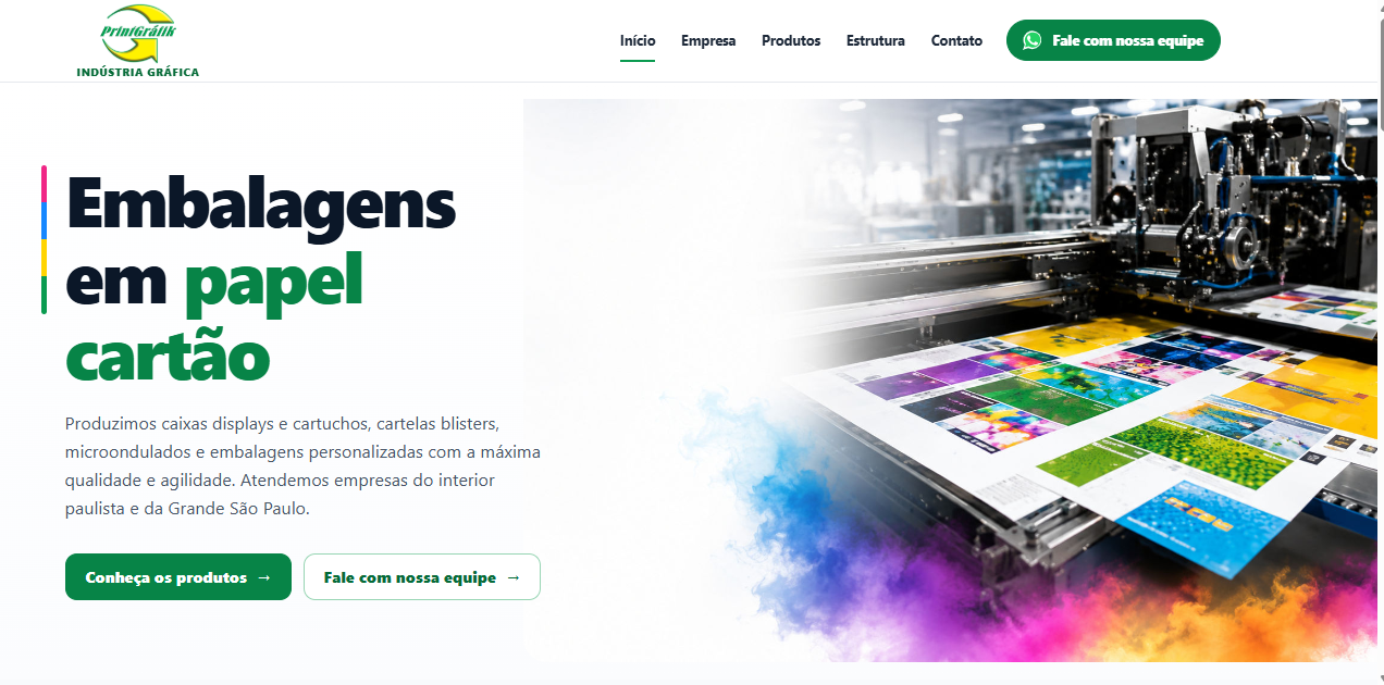 Página inicial do site da PrintGráfik